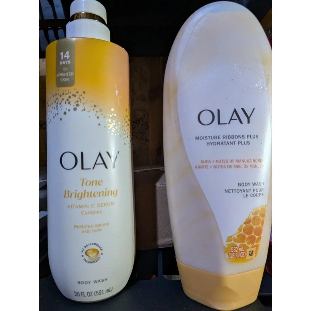 2 *NEW* Full Size  Olay Body Wash Toning Brightening Hydrating with Shea & Honey